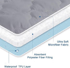 Twin Mattress Protector Pad Waterproof Quilted, Breathable & Cooling Twin Size Mattress Cover Fitted for Kids with Deep Pocket Up to 14" for Single Bed, 2 Pack (Gray)