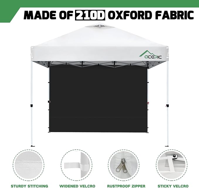Canopy Sidewalls for 10x10 Pop Up Canopy Frame, Waterproof UV Protection Material for Outdoor Events, Courtyard, Vendor Booths (Black, 3 PCS Sidewalls Only)