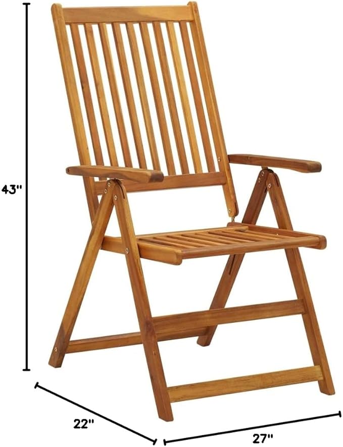 Patio Reclining Chairs 4 pcs with Cushions Solid Acacia Wood Balcony Chairs Camping Chair Accent Chair Outdoor Chairs for Bedroom Dining Outdoor Patio