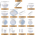 Tableware Set,60 Piece Bone China Tableware Sets Food Bowl Sushi Dishes Ramen Plates Dinner Set Utensils for Accessories