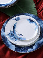Enamel Watercolor Floral Tableware, 45 Bone China Tableware Set, 10-person Chinese Tableware, Light Luxury Bowl And Plate Set, Camping Outdoor Tableware