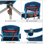 CORE Youth Quad Chair | Folding Chair with Cupholder for Indoor Home or Outdoor Camping | Perfect for Concert Seat, Sports, Beach, Travel & Picnic (Blue)