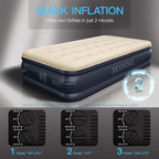Twin Air Mattress with Built-in Pump,Fast & Easy Inflation/Deflation Inflatable Mattress, Foldable Blow Up Mattress with Storage Bag, Inflatable Bed for Home, Camping & Guests,18"/550lbs Max