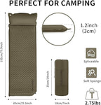 Self Inflating Sleeping Pad for Camping, Durable Camping Mattress Connectable with Multiple, Lightweight Sleeping Mats for Backpacking, Tent, Hammock, Hiking, Adult Single, Green