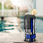 winorax Police Gifts Back The Blue American Flag Tumbler 4-in-1 Can Cooler Stainless Steel 12oz Travel Mug Coffee Cups US Flag Police Academy Graduation Gifts for Men Cops Officer Retirement