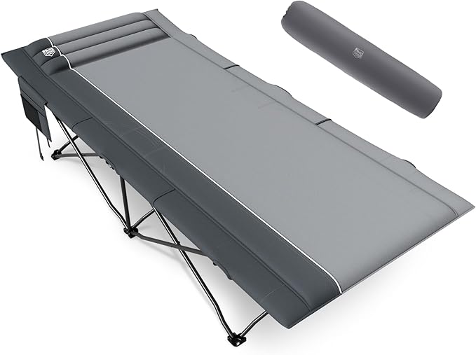 TIMBER RIDGE 31.8" Extra Wide Oversized Camping Cot for Adult, Easy Set Up Heavy Duty Sleeping Cot for Camping, Travel and Outdoors, Support up to 450lbs, Grey