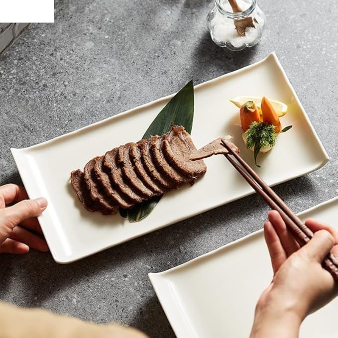 Camping Plates Individual Rectangular Ceramic Cooking Dishes Dinner Plate Restaurant Solid Color Tableware Pasta Steak Sushi Plate Serving Dish Dinner Plate Decorative Plate