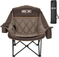 Overmont Oversized Camping Chair for Adults - 400lbs Support Heavy Duty Padded Folding Chair with Cooling Bag Cup Holder Side Pocket Carry Bag - Comfortable Portable for Outdoor Garden Sports Beach