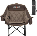 Overmont Oversized Camping Chair for Adults - 400lbs Support Heavy Duty Padded Folding Chair with Cooling Bag Cup Holder Side Pocket Carry Bag - Comfortable Portable for Outdoor Garden Sports Beach