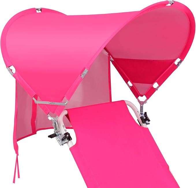XL Universal Beach Chair Umbrella Canopy, UPF 50+ Chair Sun Shade Attachment with Adjustable Clamp for Camping, Lawn, Wheelchair, Tanning, Zero Gravity, Lounge, Fishing, Outdoor Chairs, Oversized