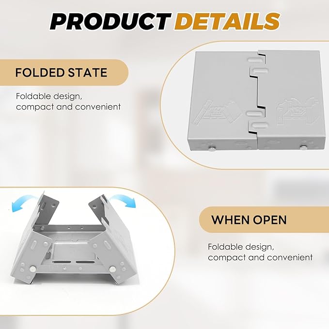 Pocket-sized Foldable Stove Set, Solid Fuel Cooking Appliance with Stable Support and Windbreak, Portable Backpacking Stove Lightweight Burner for Outdoor Travelling Camping Hiking Cooking