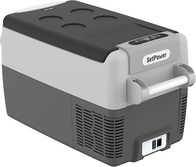 Setpower AJ30 Portable Refrigerator,Portable Freezer,32 Quart Electric Cooler,Car Refrigerator,12/24V DC Cable & 110/240V AC,Car Fridge for Camping,Truck,RV,Travel,Fishing