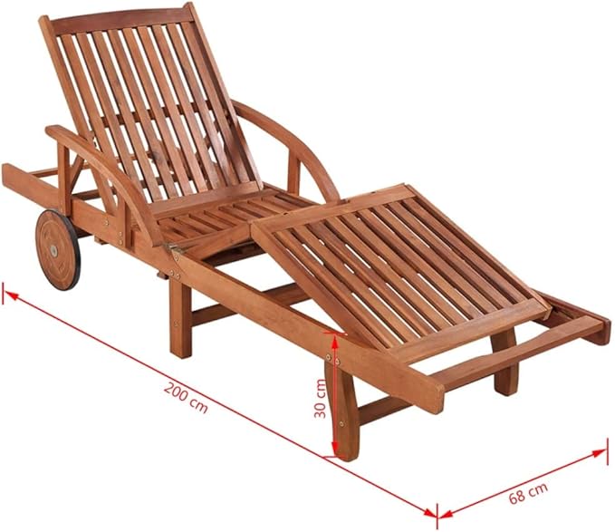 Sun Lounger Solid Acacia Woodrecliner Chair Camping Chairs Tanning Chair Patio chairsSuitable for Gardens, courtyards