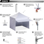 ABCCANOPY 10x10 Pop up Canopy Tent with Sidewalls - Easy up Canopies with Awning, Outdoor Tents for Parties, Market, Commercial Events, White