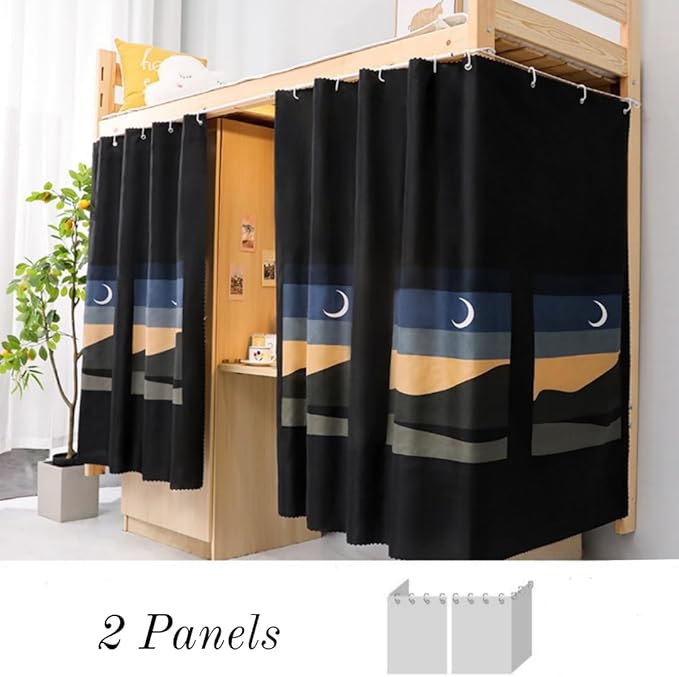 Dorm Bottom Bunk Bed Curtains Privacy Curtains 350g Dustproof Breathable Single Bed Blackout Curtains Panels Privacy Underbed Loft Bed Canopy Tent Curtain Shading Drapes for Dorm College Home 2 panels