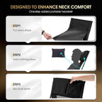 MOON LENCE Oversized High Back Camping Chair for Adults, Height Adjustable Folding Chair with 400 lbs Capacity, Hidden Pillow Pocket and Wide Seat for Camping, Base Camp, Fishing, Overlanding, Black