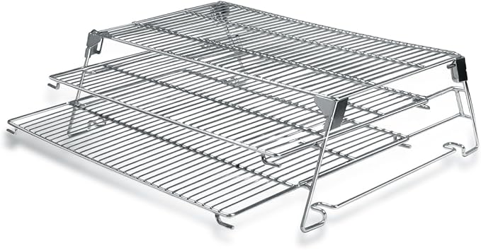 Jerky Racks for Barrel Style Pellet Grills, 21"W×17.2"L, 3 Tiered Foldable Sliding 830 in² Cooking Space Expansion Grate Accessory for Pit Boss, Traeger, Z Grill, Green Mountain and More Smoker Grills