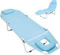 LILYPELLE Folding Chaise Lounge Chair with Mattress, 5 Position Beach Chair with Face Hole, Patio Chaise Lounge Chairs for Outside, Sunbathing, Camping, Pool, Beach, Poolside