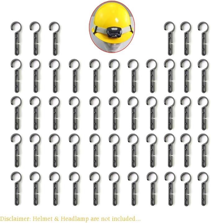 Helmet Clips for Headlamp, XBD Headlight Hook Easily Mount Head light Holder on Narrow-Edged Helmet, Hardhat and Safety Cap. (50pcs Pack)