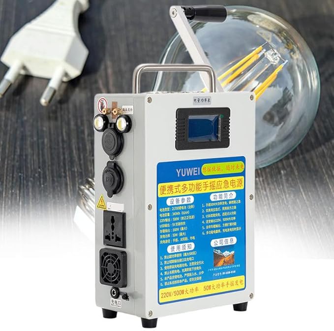 160W Outdoor Large Capacity Hand Crank Generator High Power Generator 12V Outdoor Hand Crank Generator Emergency Electric Camping