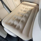 Inflatable Car Air Mattress Travel Bed, Thickened Car Camping Bed Sleeping Pad with Air Pump, Inflatable Pillows for Back Seat, Side Seat,Trunk Sleeping (Beige 1set)