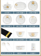European Chopsticks Bone China Tableware Set Dishes Set 58 Pieces