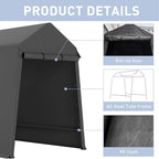 Outdoor Storage Tent 7 * 12 FT,Storage Shelter Shed,Waterproof Carport with Roll Up Doors & Vents Outdoor Storage Shed for ATV,Bike, Motorcycle, and Gardening Tools-Black