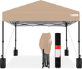 Best Choice Products 10x10ft Pop Up Canopy Tent, Outdoor Shade, 1 Person 1 Minute Set Up, Carry Case, 4 Weight Bags - Tan