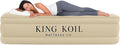 King Koil Luxury Air Mattress Full Size Beige with Built-in Pump for Home, Camping & Guests-Inflatable Airbed Luxury Double High Adjustable Blow Up Mattress, Durable - Portable and Waterproof