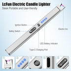 LcFun 3 Pack Candle Lighter Electric USB Rechargeable Plasma Arc Lighter with Safety Lock, Windproof Flameless Long Matches for Candle, Grill, BBQ, Camping, Gas Stoves (Gold,Pink,Silver)