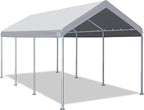 ADVANCE OUTDOOR 10x20 ft Heavy Duty Carport Potable Car Canopy Garage Party Tent Boat Shelter, Adjustable Height from 9.5 ft to 11 ft - Gray