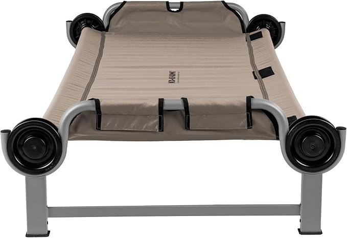 Disc-O-Bed Youth Single Camping Cot Kid-O-Bed, Portable Sleeping Cot for Kids with Included Carry Bag, Indoor and Outdoor Use, Tan