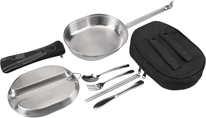 Goetland 304 Stainless Steel US Military Mess Kit Plate Set GI Type Outdoor Camping Hiking Picnic BBQ Beach