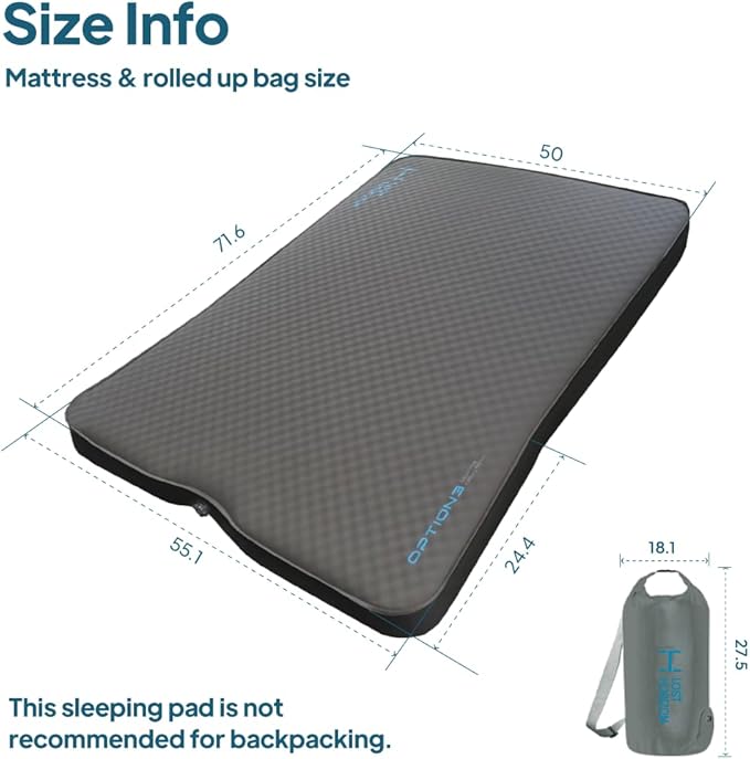 LOSTHORIZON Air& Foam Camping Mattress for CyberTruck, Self Inflating Sleeping Pad with Air Pump, R-Value 13, 4 Seasons Use