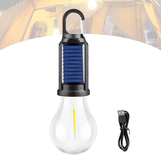 Solar Camping Lights Outdoor Waterproof - 3 Mode Portable LED Lantern with Solar/USB Charging, Hanging Hook for Camping, Hiking, Emergency, Backpacking, Tents (Spherical)