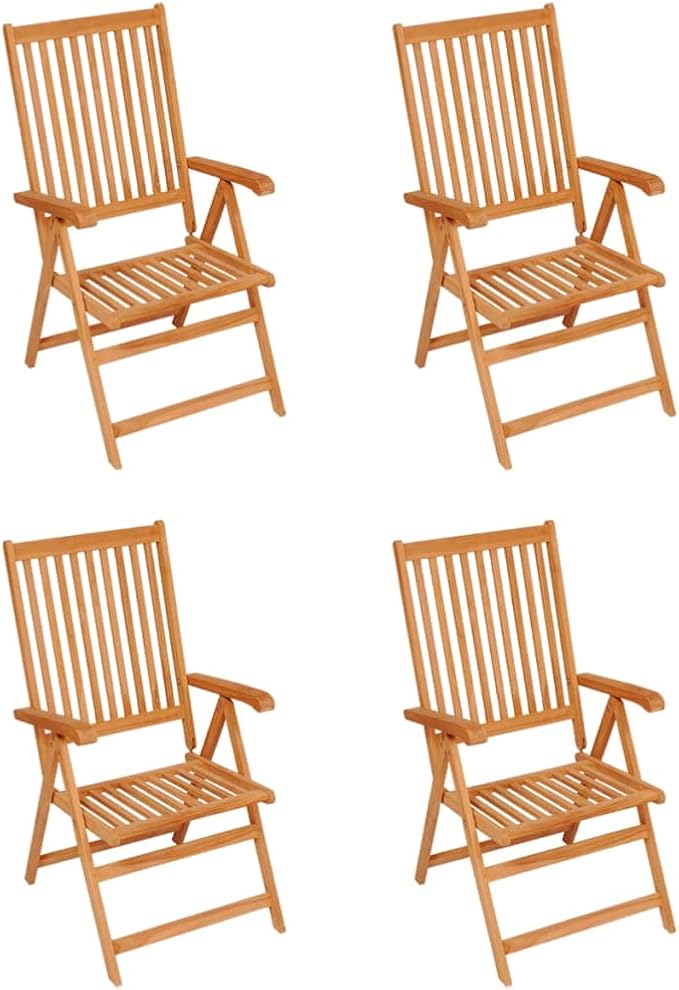 Patio Chairs 4 pcs,Outdoor Folding Chair,Lounge Chair,Portable Camping Chair,Tanning Chairs for Outside,Garden Chair,for Outdoor Patio, Campsite, or Yard, with Red Cushions Solid Teak Wood