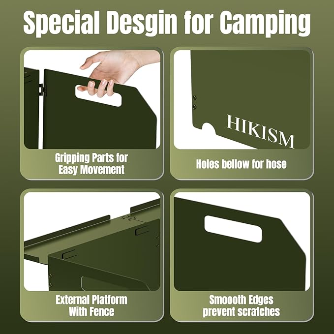 Camping Stove Windscreen, Lightweight Foldable Outdoor Wind Blocker Gas Stove Windshield Wind Screen Wind Guard for Camping Stove, Glamping, Navy Green