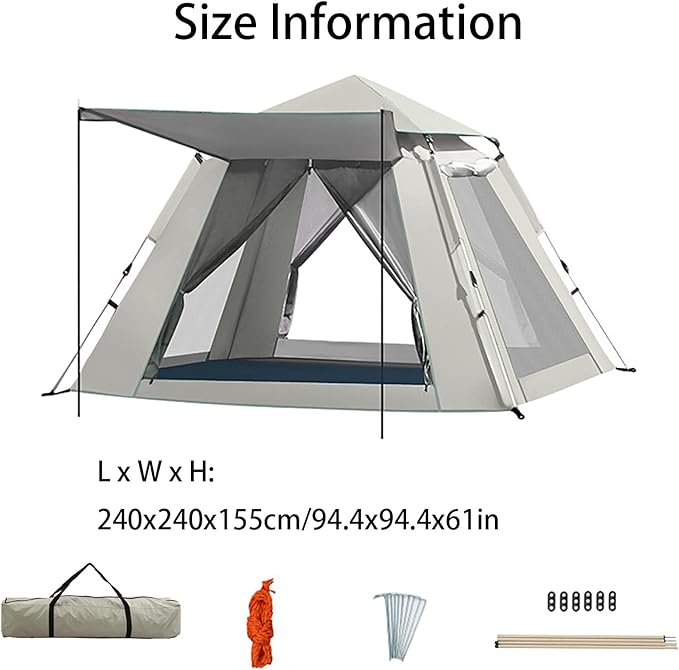 Outdoor Family Tent Weatherproof, Foldable Portable Camping Tent with Carry Bag, Pop Up Waterproof Ventilated Backpacking Tents for Camping, Parks, Picnicking, Traveling