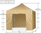 ABCCANOPY Easy Pop Up Canopy Tent with Sidewalls 10x10 Commercial -Series, Beige
