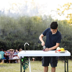 GYMAX Fish Cleaning Table with Sink, Folding Fish Cleaning Station with Adjustable Spray Cleaner, Foldable & Rotatable Faucet, Portable Fillet Table for Outdoor Camping, Fishing, Picnic