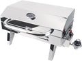 Boat Grill, 304 Stainless Steel Marine Grills w/Rod Holder Mount, Portable Propane BBQ for Boats & Tailgating & Camping, Built in Thermometer (Grill)