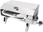 Boat Grill, 304 Stainless Steel Marine Grills w/Rod Holder Mount, Portable Propane BBQ for Boats & Tailgating & Camping, Built in Thermometer (Grill)