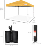 Best Choice Products 8x8ft Pop Up Canopy Tent, Outdoor Shade, 1 Person 1 Minute Set Up, Carry Case, 4 Weight Bags - Marigold