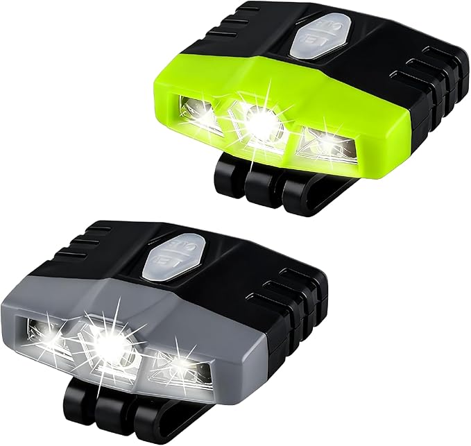 LHOTSE Ultra Bright Mini Hands Free LED Clip on Cap Light - Rechargeable Waterproof Hat Light Flashlight Portable Headlamp for Fishing Camping Hand Work Baseball Caps