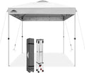 EAGLE PEAK Pop Up Canopy Tent with Wheeled Carry Bag, 8 Stakes, 4 Ropes, Easy Set Up Tent Canopy, 8x8 ft, White
