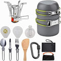 Outdoor Picnic Tableware Set, Portable Hard Aluminium Cooking Utensils for Camping, Hiking, Mountaineering, Picnic and Other Outdoor Activities, Easy to Clean with Cleaning Tools