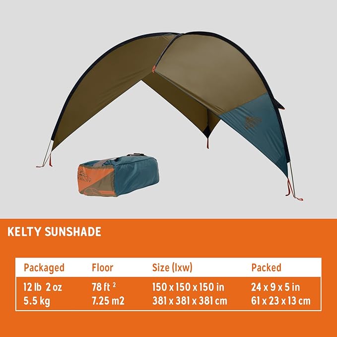 Kelty Sunshade – Pop Up Portable Shade UV Shelter for Beach Trips, Soccer Games, Backyard, Camping, Adjustable Side Wall, Wind Protection, 2024 Model | Beach Trips, Soccer Games, Backyard, Camping, Wind Protection
