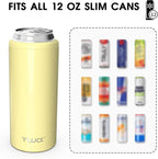 TILUCK Skinny Can Cooler for Slim Beer & Hard Seltzer, Stainless Steel, Doucle-Walled Stainless Steel Insulated Slim Cans, Standard 12 oz (Lemon)