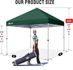 CROWN SHADES 8x8 Pop Up Canopy - Beach Tent with One Push Setup - Easy Outdoor Sun Shade for Events, Parties, Camping - Gazebo with STO-N-Go Cover Bag, Silver Coated Top, Forest Green
