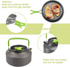 3pcs/Set Outdoor Camping Hiking Cookware Utensils 2-3 People Portable Travel Picnic Teapot Pot Frying Pan Cooking Tableware (Color : A) (A)